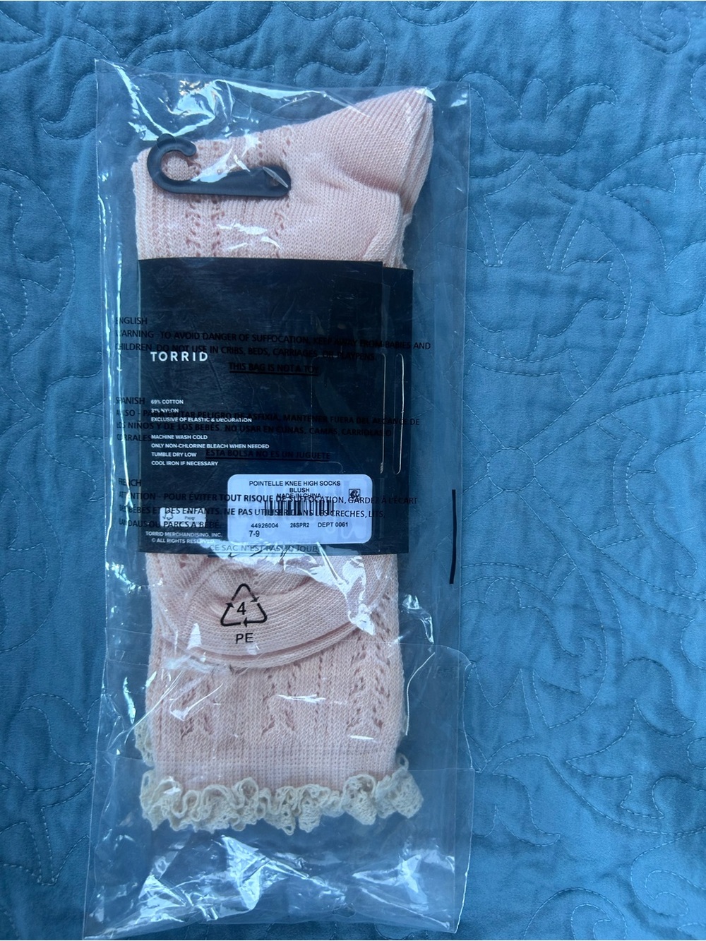 Torrid Blush Pink Pointelle Knee High Socks Cottagecore Coquette Lace Trim 7-9 - Picture 4 of 4